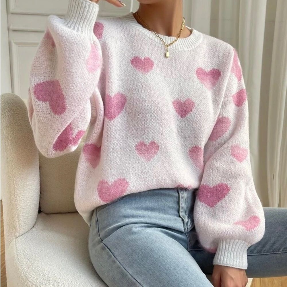 FEBRUARY Heart Print Sweater